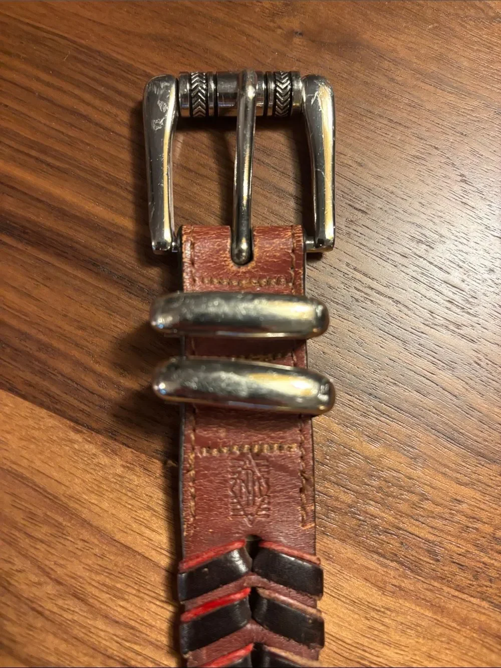 Martin Dingman Braided Leather Men's Belt with Silver Buckle - 42